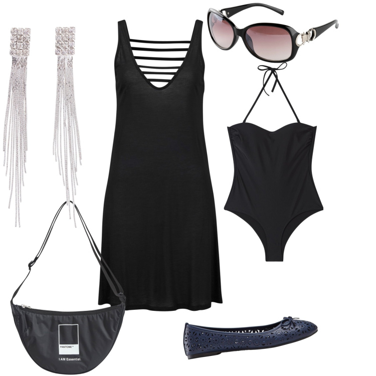 Outfit donna - Ora dell aperitivo chic e lowcost. Stile Bon Ton per Mare. Abbinamento con vestiti da spiaggia, orecchini, ballerine, occhiali da sole, marsupi, costumi interi.