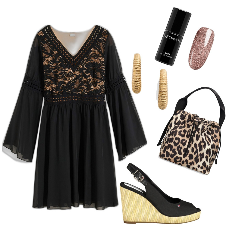 Outfit donna - Total look #1858954. Stile Boho per Tutti i giorni. look ideale per Petite. Abbinamento con vestiti, smalti, orecchini, borse a mano, sandali.