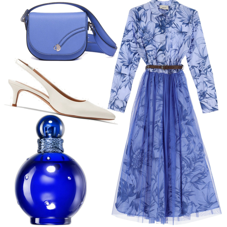 Outfit donna - L\'abito romantico. Stile Romantica per Serata fuori. Abbinamento con profumi, vestiti midi/longuette, décolleté, borse a tracolla.