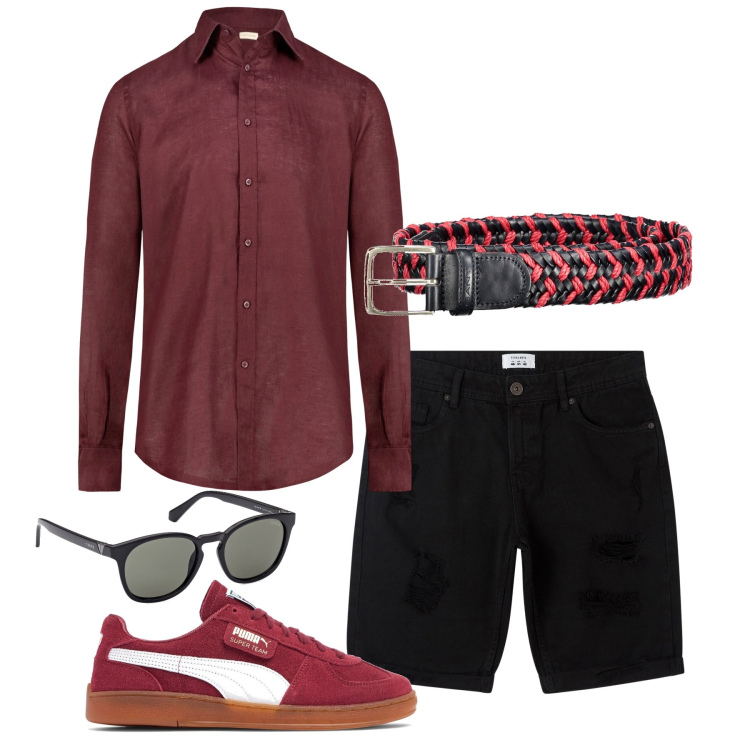 Outfit uomo - Chic anche in bermuda. Stile Casual per Tutti i giorni. Abbinamento con bermuda, cinture, sneakers, occhiali da sole, camicie.