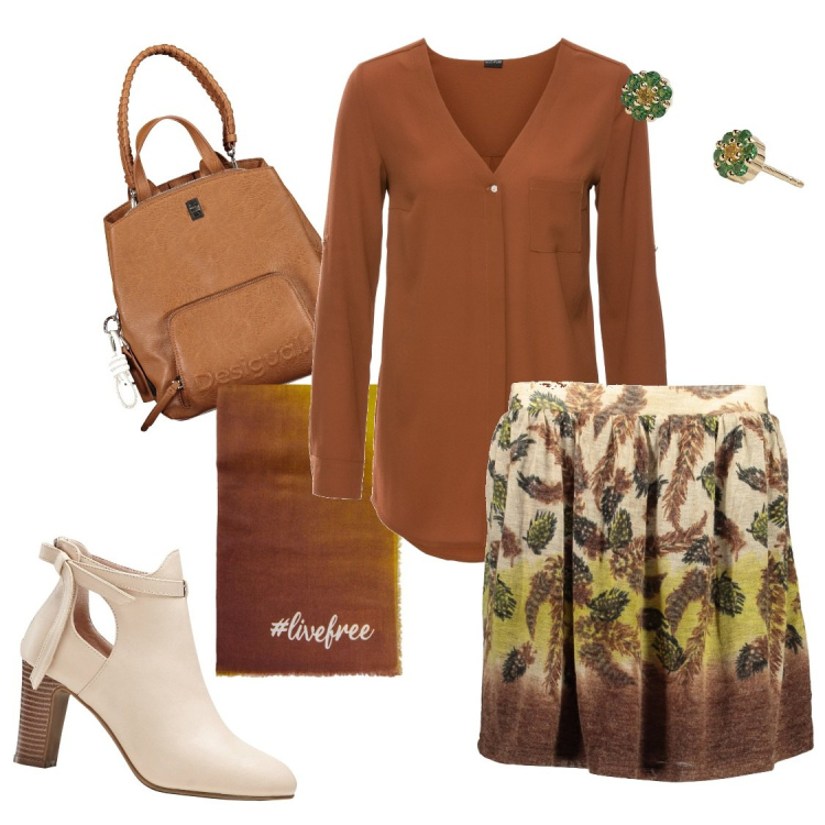 Outfit donna - Così sembra un vestitino. Stile Casual chic per Tutti i giorni. Abbinamento con camicie, stivaletti, orecchini, minigonne, zaini, foulard.