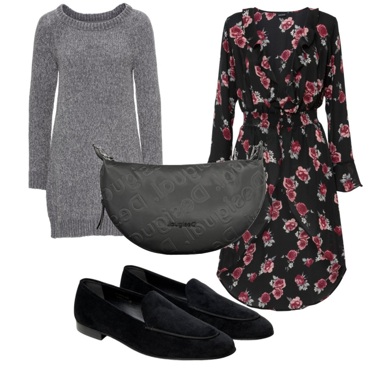Outfit donna - Total look #1859597. Stile Trendy per Tutti i giorni. Abbinamento con vestiti, camicie, mocassini, borse a tracolla.