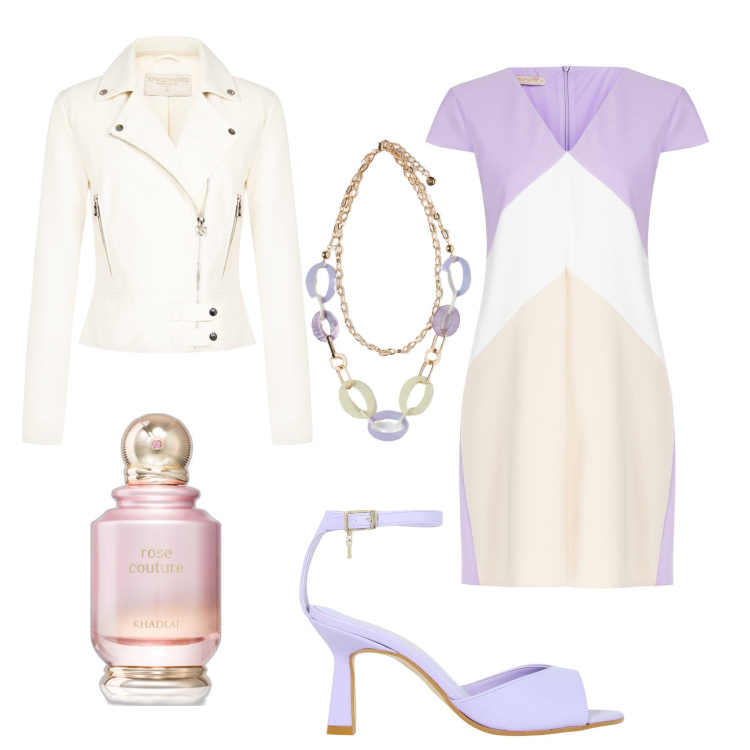 Outfit donna - Cerimonia con il chiodo. Stile Glamour per Cerimonia. Abbinamento con profumi, vestiti corti, giacche, décolleté, ciondoli.