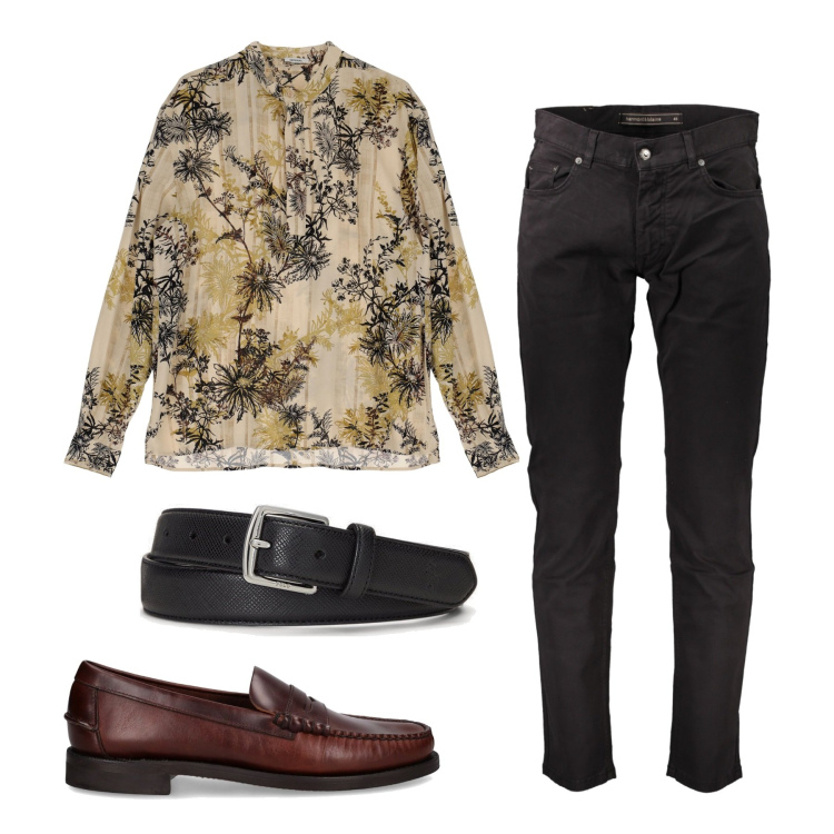 Outfit uomo - City. Stile Casual per Tutti i giorni. Abbinamento con camicie, cinture, pantaloni, scarpe stringate.