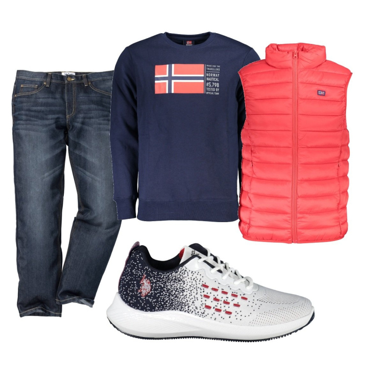 Outfit uomo - Total look #1859979. Stile Casual per Tutti i giorni. Abbinamento con jeans dritti, felpe, scarpe sportive, giacche.