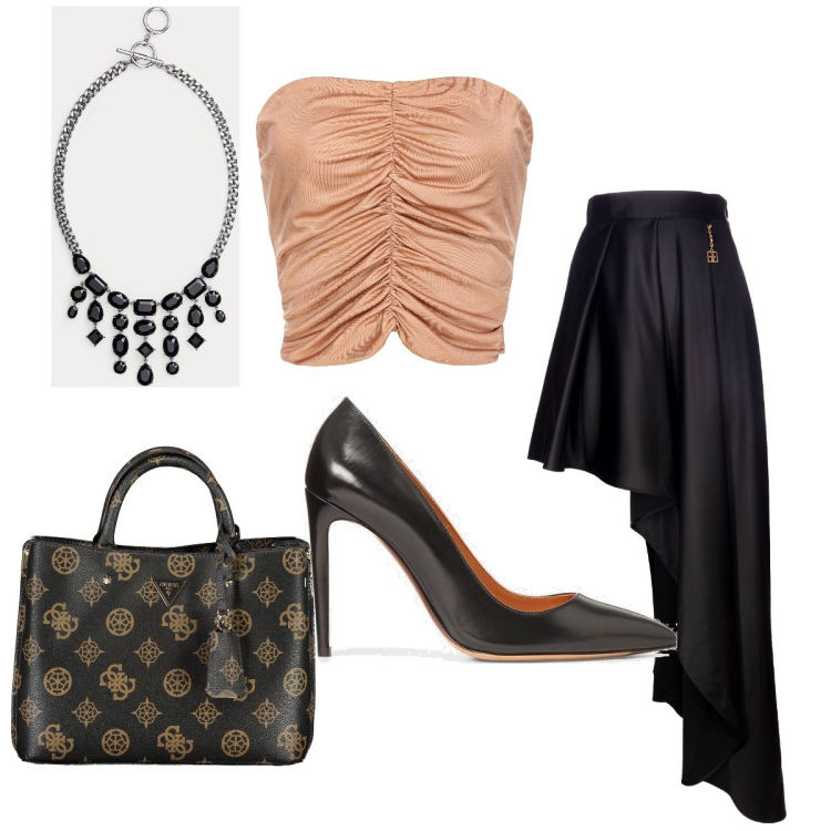 Outfit donna - Suare. Stile Chic Abbinamento con top, gonne lunghe, décolleté, collane, collane.