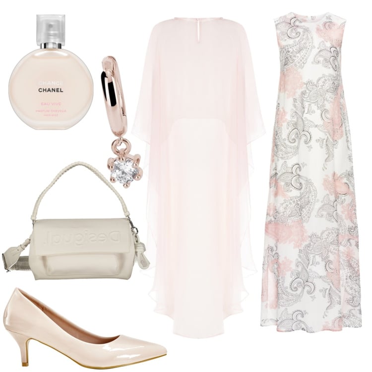 Outfit donna - Coprispalle originale per abiti eleganti. Stile Chic per Cerimonia. Abbinamento con vestiti lunghi, décolleté, profumi, orecchini, blazer, borse a spalla.