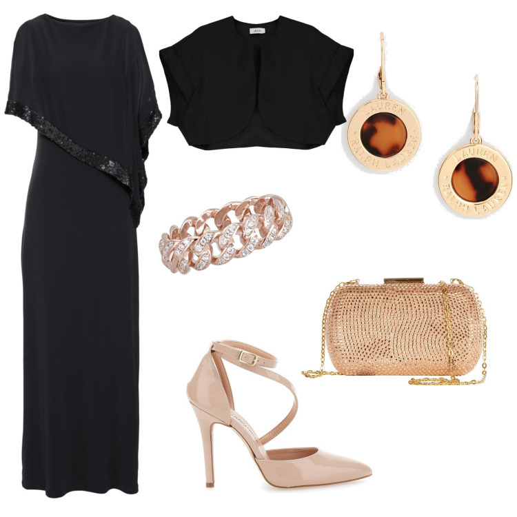 Outfit donna - Total look #1860445. per Cerimonia. Abbinamento con vestiti, clutch, anelli, orecchini, blazer, décolleté.
