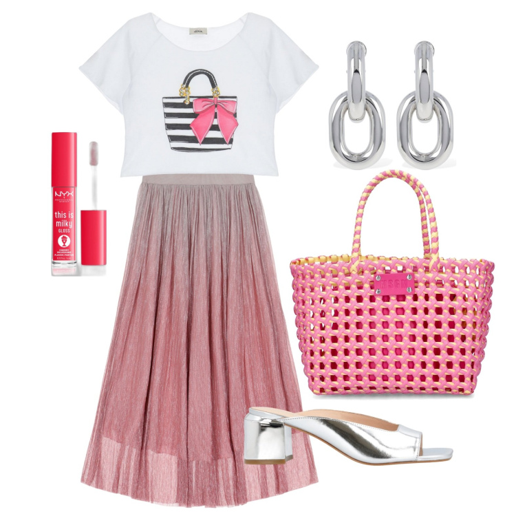Outfit donna - Ghost outfitter - aprile. Stile Bon Ton per Tutti i giorni. Abbinamento con gloss, sandali in pelle, t-shirt, gonne lunghe, orecchini, borse a secchiello.