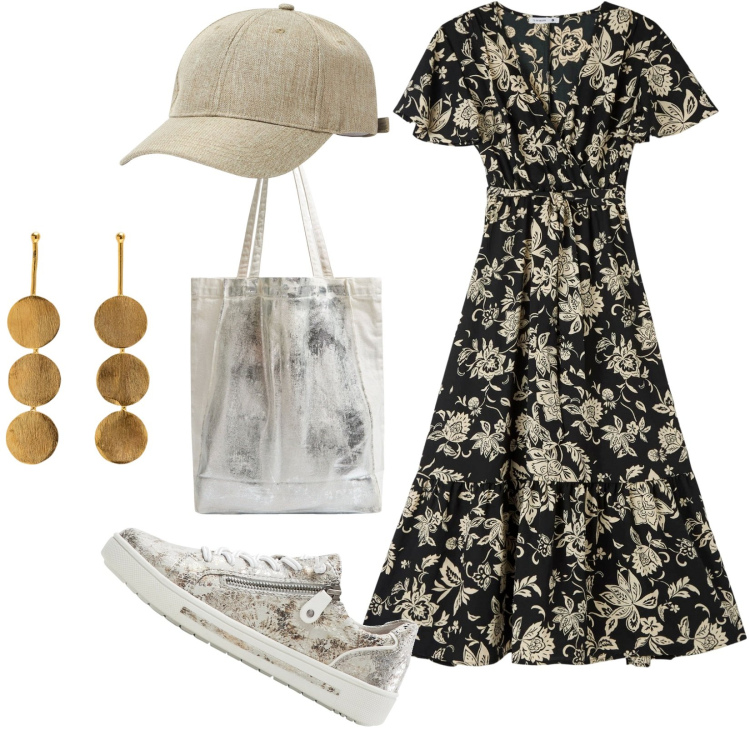 Outfit donna - Inizia la nuova settimana al top. Stile Casual per Tutti i giorni. Abbinamento con sneakers, vestiti lunghi, cappelli, shopping bag, orecchini.
