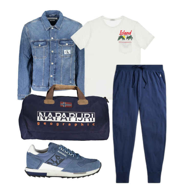 Outfit uomo - In palestra. Stile Casual per Sport. Abbinamento con t-shirt, pantaloni, scarpe sportive, borse sportive, giacche sportive.