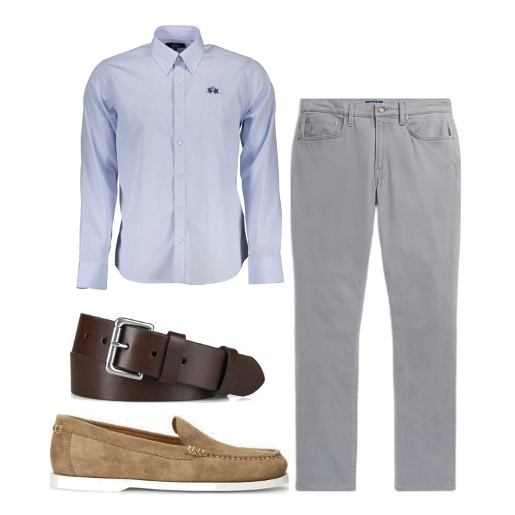 Outfit uomo - City. Stile Casual per Tutti i giorni. Abbinamento con scarpe stringate, cinture, pantaloni, camicie.