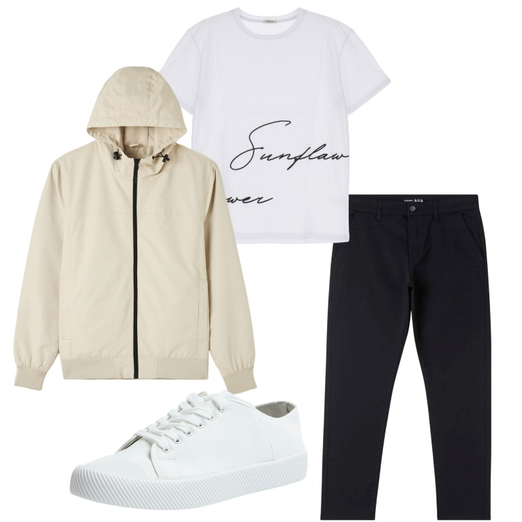 Outfit uomo - Felpa in città. Stile Urban per Tutti i giorni. Abbinamento con pantaloni skinny, giacche, sneakers, t-shirt.