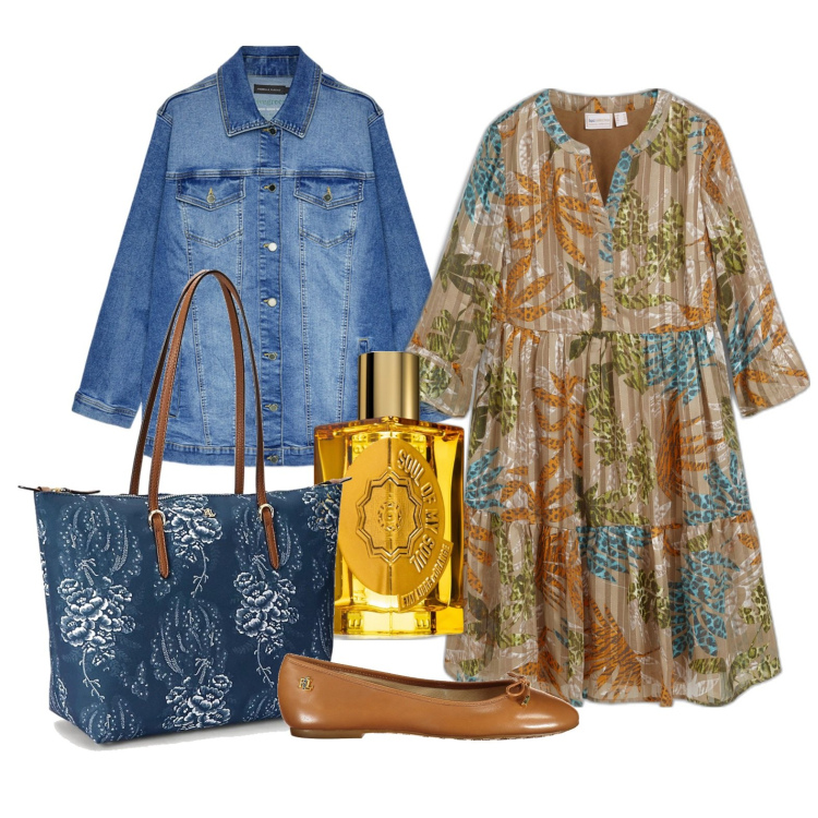 Outfit donna - I colori della terra. Stile Trendy per Tutti i giorni. Abbinamento con vestiti, profumi, borse tote, blazer, ballerine.