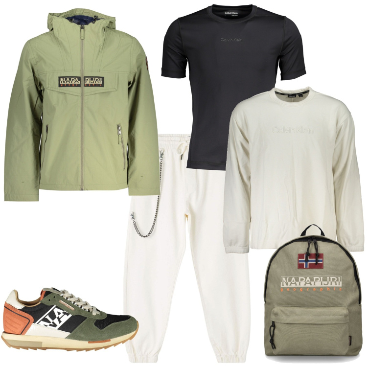 Outfit uomo - Sporty per un fisico in equilibrio. Stile Casual per Sport. Abbinamento con pantaloni sportivi, t-shirt sportive, giacche sportive, scarpe sportive, felpe sportive, borse sportive.