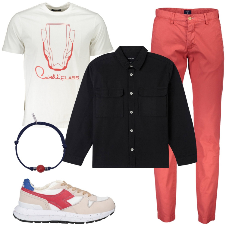 Outfit uomo - Total look #1861584. Stile Casual per Tutti i giorni. Abbinamento con sneakers, cappotti, braccialetti, pantaloni, t-shirt.