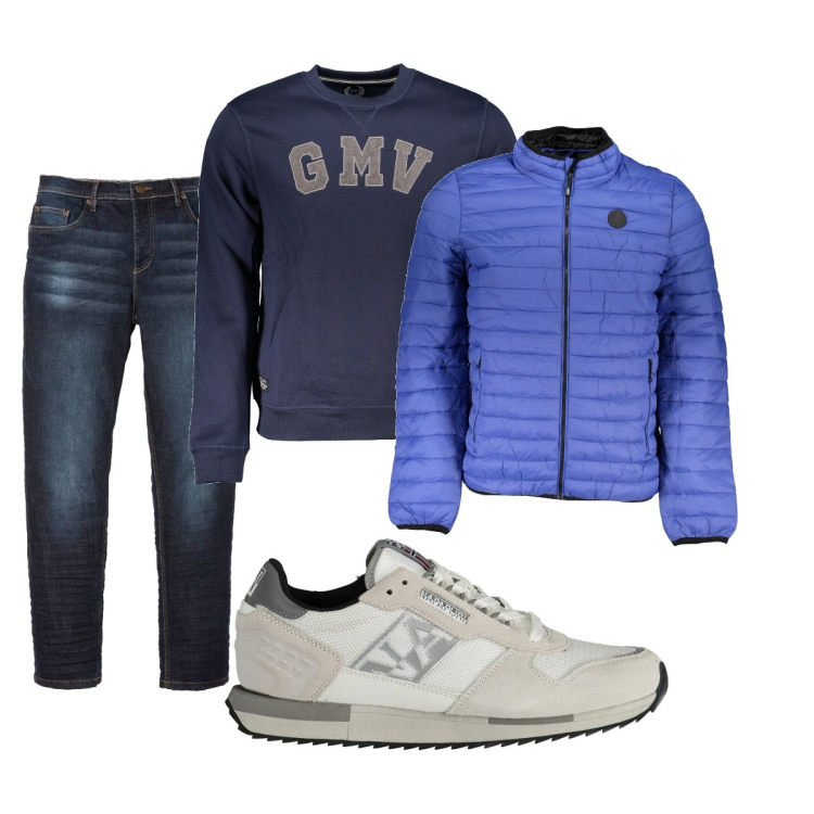 Outfit uomo - Total look #1861587. Stile Casual per Tutti i giorni. Abbinamento con jeans slim fit, scarpe sportive, giacche, felpe.