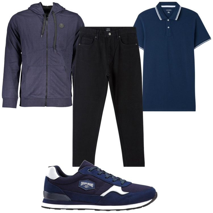 Outfit uomo - Total look #1861970. Stile Casual per Sport. Abbinamento con sneakers, pantaloni, polo, felpe con cappuccio.