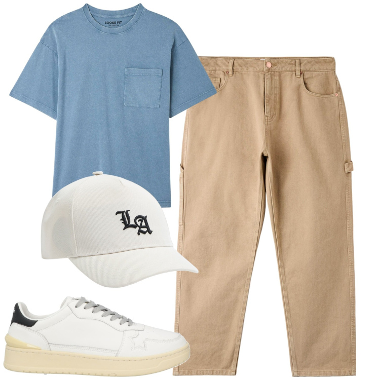 Outfit uomo - Total look #1862032. Stile Casual per Tutti i giorni. Abbinamento con sneakers, t-shirt, pantaloni, cappelli.