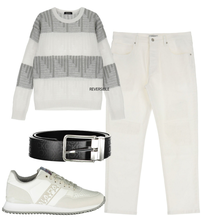 Outfit uomo - Total look #1862072. Stile Casual per Tutti i giorni. Abbinamento con pantaloni, pullovers, cinture, scarpe sportive.