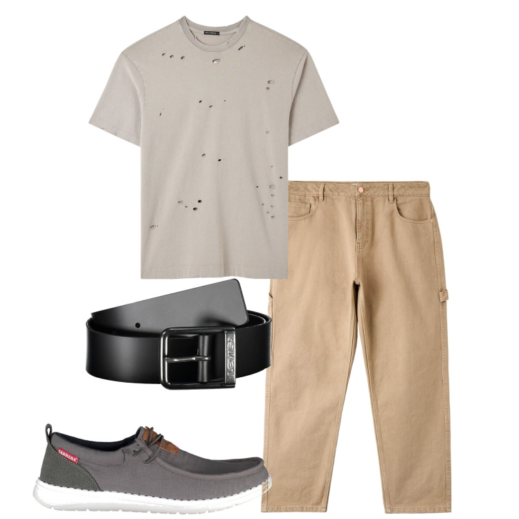 Outfit uomo - City. Stile Urban per Tutti i giorni. Abbinamento con t-shirt, pantaloni, cinture, scarpe stringate.