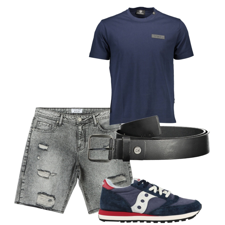 Outfit uomo - City. Stile Urban per Tutti i giorni. Abbinamento con sneakers, shorts, t-shirt, cinture.
