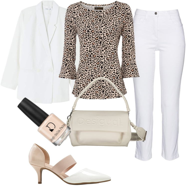 Outfit donna - Total look #1862182. Stile Casual per Ufficio. Abbinamento con maglieria, pantaloni, décolleté, blazer, smalti, borse a spalla.