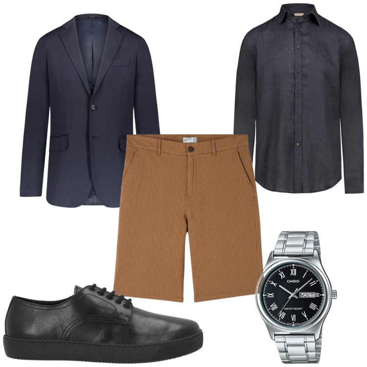 Outfit uomo - Total look #1862190. Stile Trendy per Tutti i giorni. Abbinamento con orologi, scarpe stringate, bermuda, giacche, camicie.