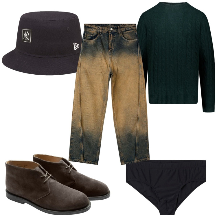 Outfit uomo - Total look #1862199. Stile Trendy per Cerimonia. Abbinamento con costumi, jeans, maglieria, cappelli, stivali.