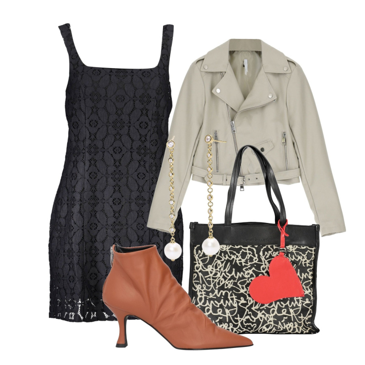 Outfit donna - Ghost outfitter - aprile. Stile Urban per Tutti i giorni. Abbinamento con stivaletti, orecchini, giacche, vestiti corti, borse a spalla.