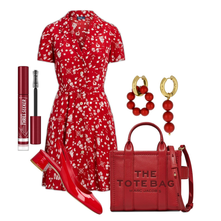 Outfit donna - Ghost outfitter- aprile. Stile Bon Ton per Tutti i giorni. Abbinamento con mascara, vestiti, borse a tracolla, orecchini, décolleté.
