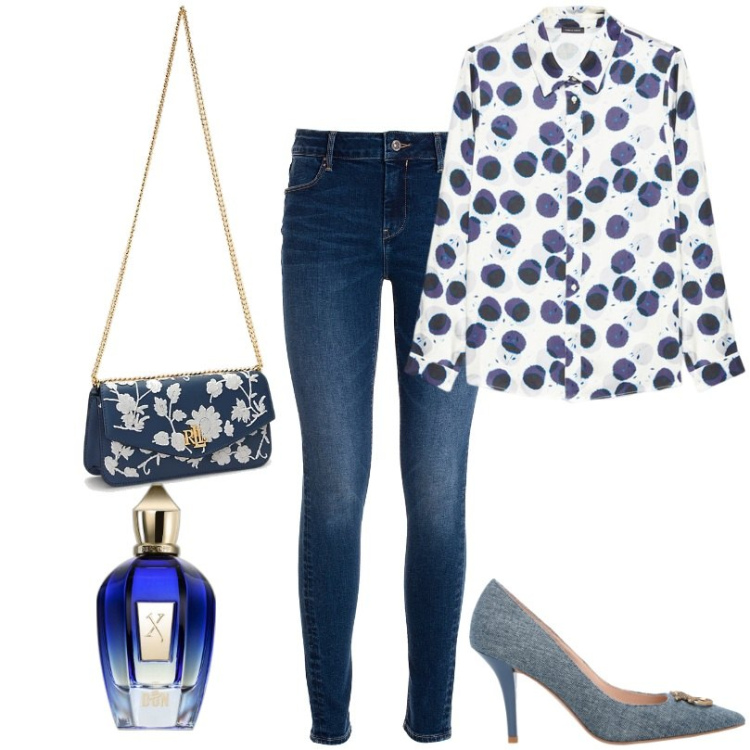 Outfit donna - mitch and match. Stile Casual per Tutti i giorni. Abbinamento con profumi, décolleté, jeans, borse a spalla, camicie.