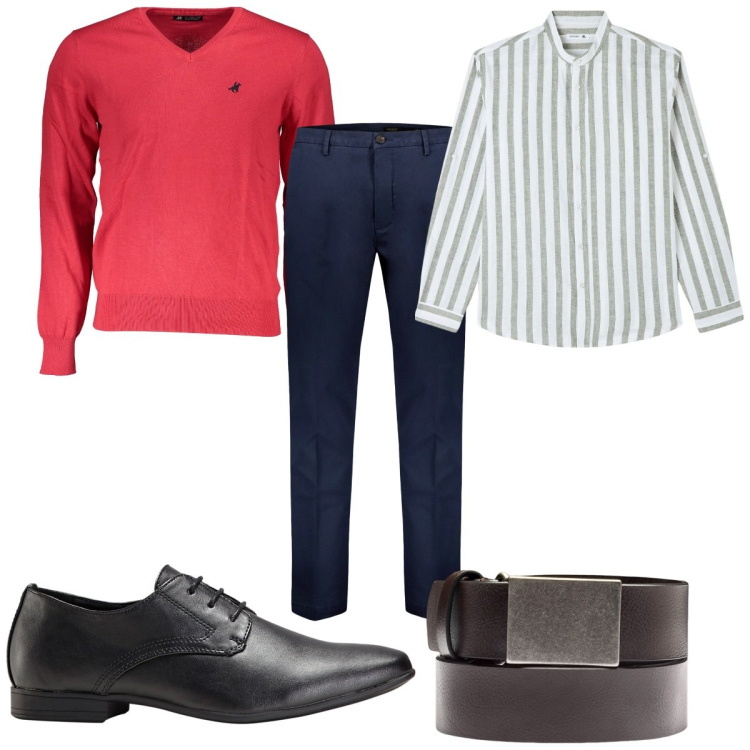 Outfit uomo - Total look #1862789. Stile Casual per Tutti i giorni. Abbinamento con scarpe stringate, camicie, cinture, pantaloni chino, maglieria.