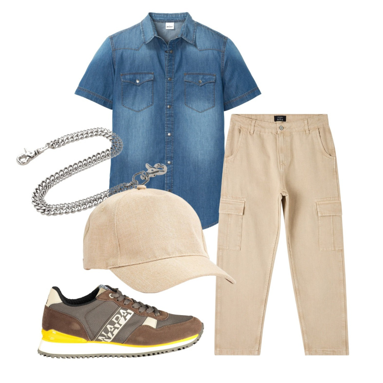 Outfit uomo - Mi aspettano sl bar. Stile Casual per Tutti i giorni. Abbinamento con camicie a manica corta, pantaloni cargo, cappelli, scarpe sportive, orologi.