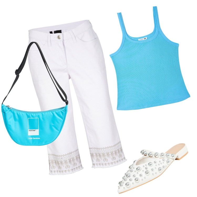 Outfit donna - Total look #1862998. Stile Casual per Tutti i giorni. Abbinamento con jeans, ballerine, marsupi, top.