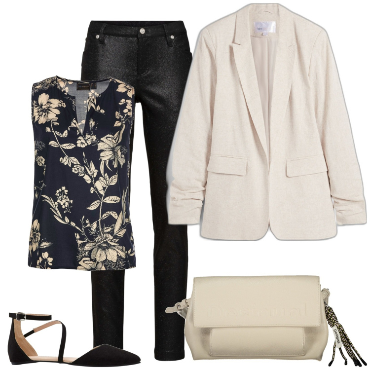 Outfit donna - Minimal chic. Stile Minimal per Tutti i giorni. Abbinamento con top, pantaloni, blazer, ballerine, borse a spalla.