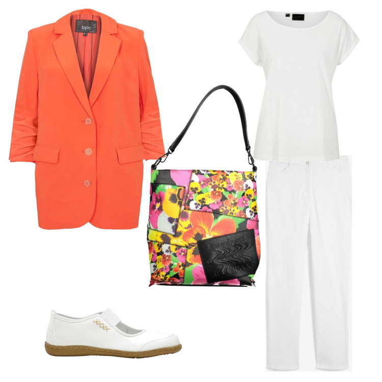 Outfit donna - Colore. per Tutti i giorni. Abbinamento con pantaloni, ballerine, blazer, maglieria, borse a spalla.