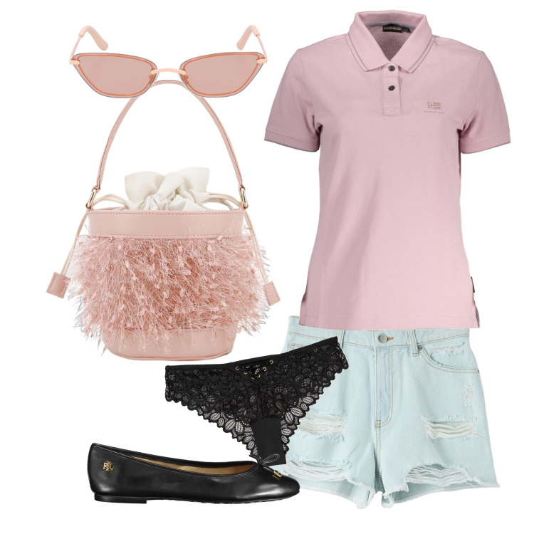 Outfit donna - Short… chic. Stile Chic per Tutti i giorni. Abbinamento con culotte, shorts, borse a secchiello, polo, occhiali da sole, ballerine.