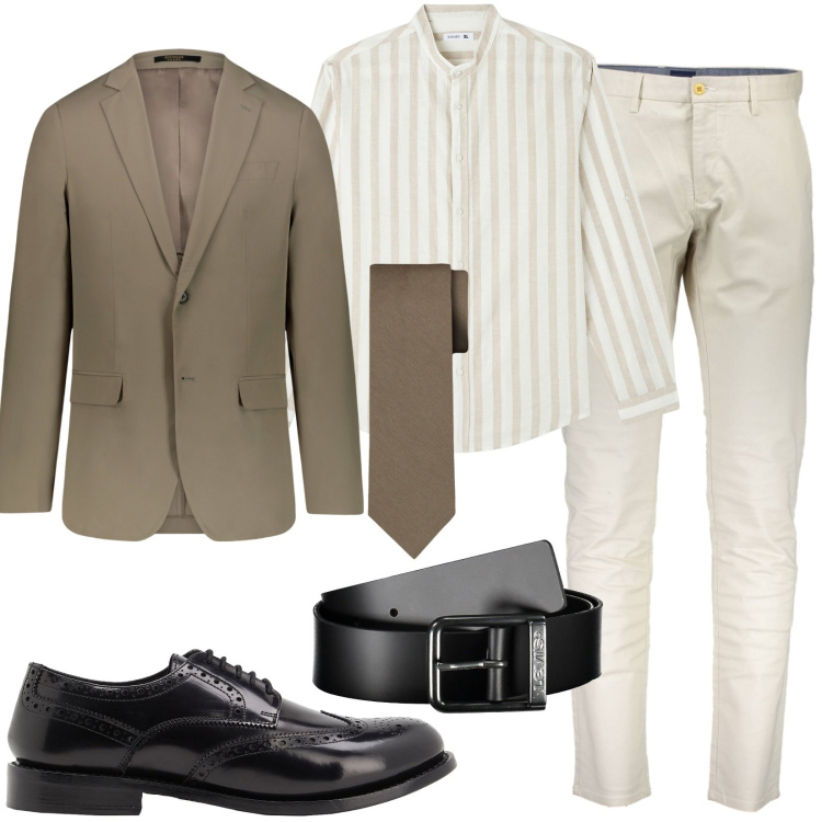 Outfit uomo - Eleganza e comfort. Stile Business/Elegante per Ufficio. Abbinamento con scarpe stringate, camicie, abiti, cravatte, cinture, pantaloni.
