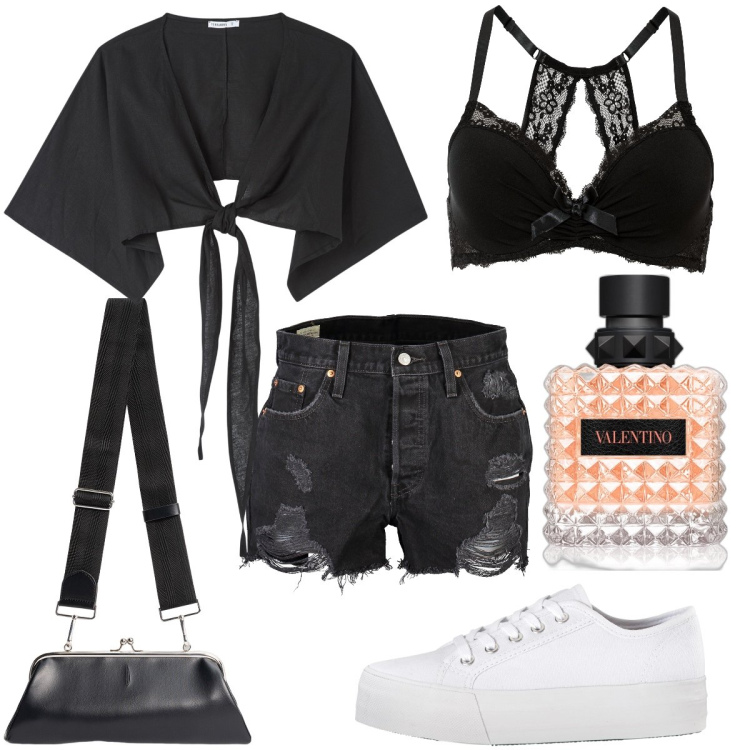 Outfit donna - Total look #1864144. Stile Sexy per Tutti i giorni. Abbinamento con sneakers, reggiseni, profumi, camicie, pantaloni, clutch.
