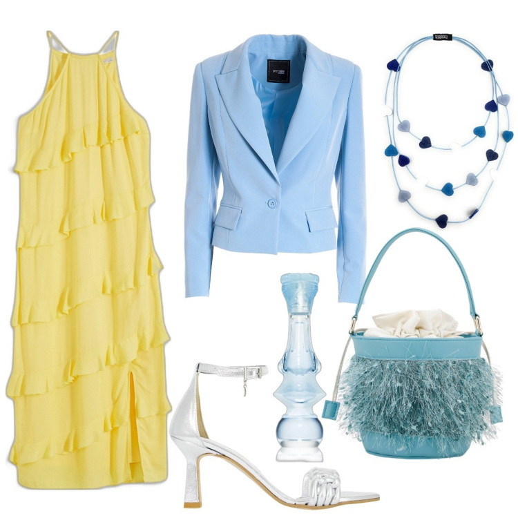 Outfit donna - Total look #1864146. Stile Bon Ton per Cerimonia. Abbinamento con vestiti lunghi, collane, profumi, décolleté, blazer, borse a secchiello.