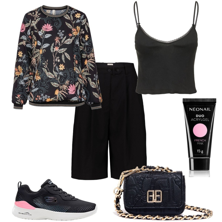 Outfit donna - Total look #1864147. Stile Basic per Tutti i giorni. Abbinamento con bluse, sneakers, smalti, marsupi, bermuda, top.