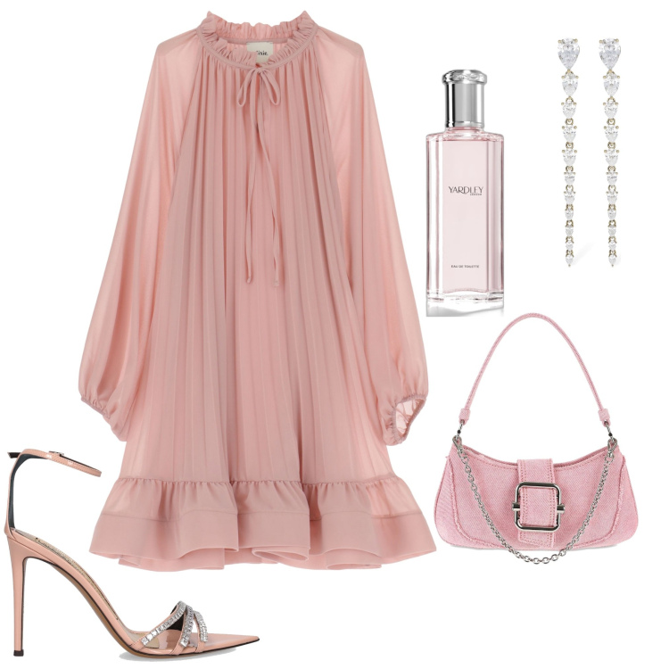 Outfit donna - Matrimonio di Giò. Stile Romantica per Cerimonia. Abbinamento con profumi, vestiti corti, borse a spalla, orecchini, sandali col tacco.