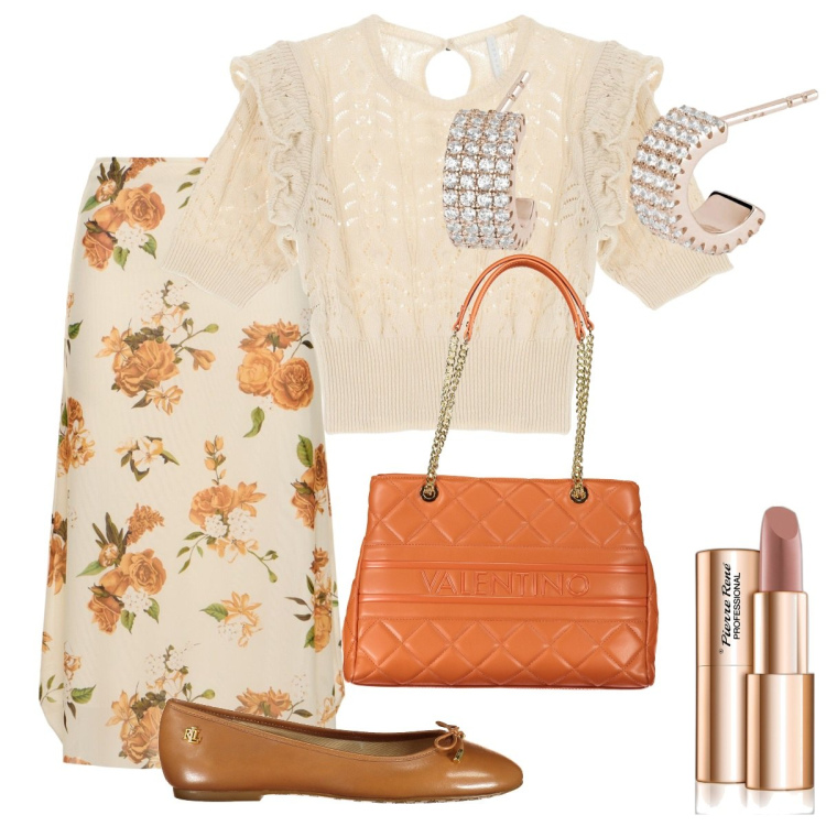 Outfit donna - Total look #1864579. Stile Vintage retrò per Tutti i giorni. Abbinamento con rossetti, orecchini, pullovers, gonne longuette, borse a spalla, ballerine.