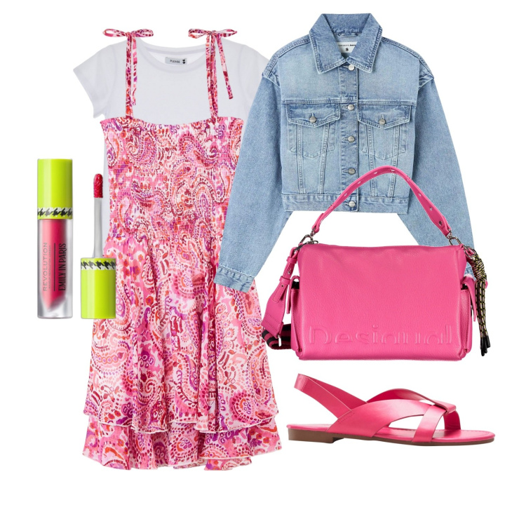 Outfit donna - Ghost outfitter - aprile. Stile Trendy per Tutti i giorni. Abbinamento con sandali, rossetti, vestiti, blazer, t-shirt, borse a spalla.