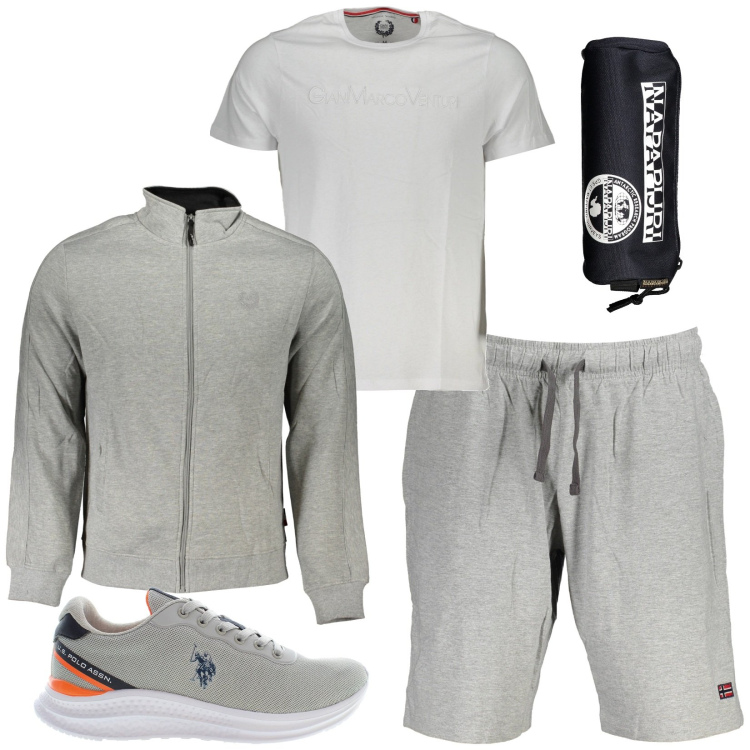 Outfit uomo - Mi metto in forma. Stile Casual per Sport. Abbinamento con scarpe sportive, t-shirt, bermuda, felpe, borse sportive.