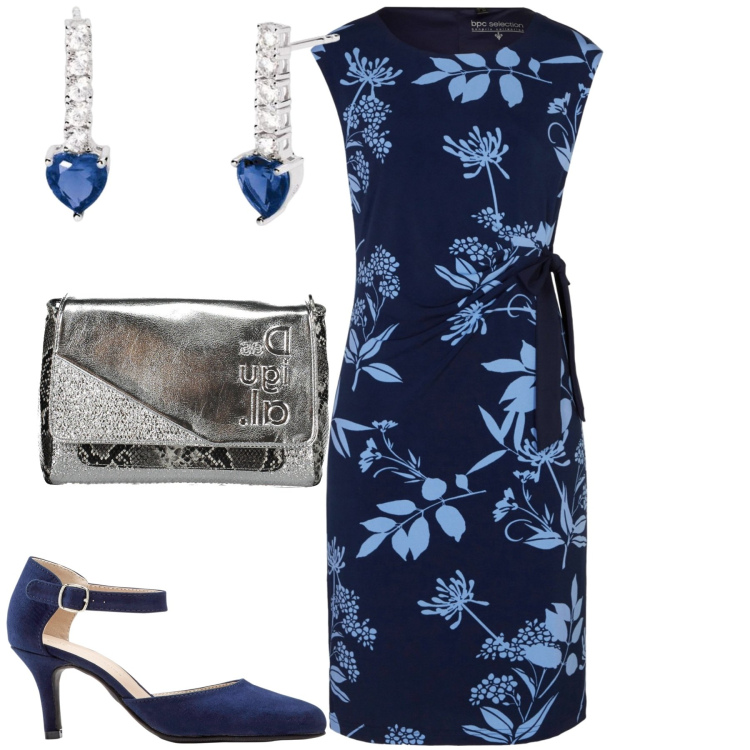 Outfit donna - A cena. Stile Chic per Serata fuori. Abbinamento con décolleté, vestiti, orecchini, borse a spalla.