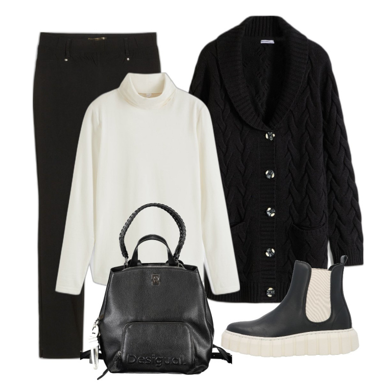 Outfit donna - Maxi Minimal. Stile Minimal per Tutti i giorni. Abbinamento con cardigans, maglieria, pantaloni, stivaletti, zaini.