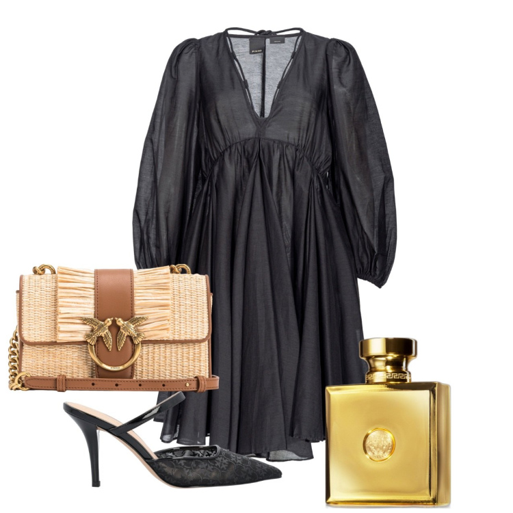 Outfit donna - Puff. Stile Romantica per Tutti i giorni. Abbinamento con profumi, borse a spalla, vestiti, ciabatte.