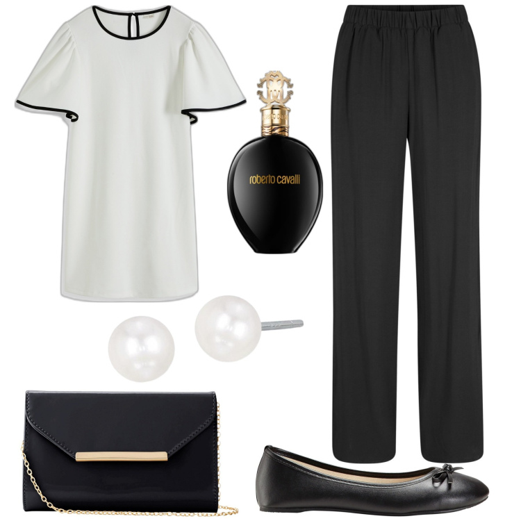 Outfit donna - Bon ton low cost. Stile Bon Ton per Tutti i giorni. Abbinamento con pantaloni, ballerine, vestiti, pochette, profumi, orecchini.